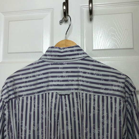 Tommy Bahama Cotton Silk Blend Purple White Palm Embroidered Button Up Shirt L - Picture 6 of 12